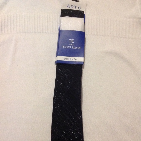 Apt 9 Owen Shimmer Tie with elegant Pocket Square - Picture 1 of 1